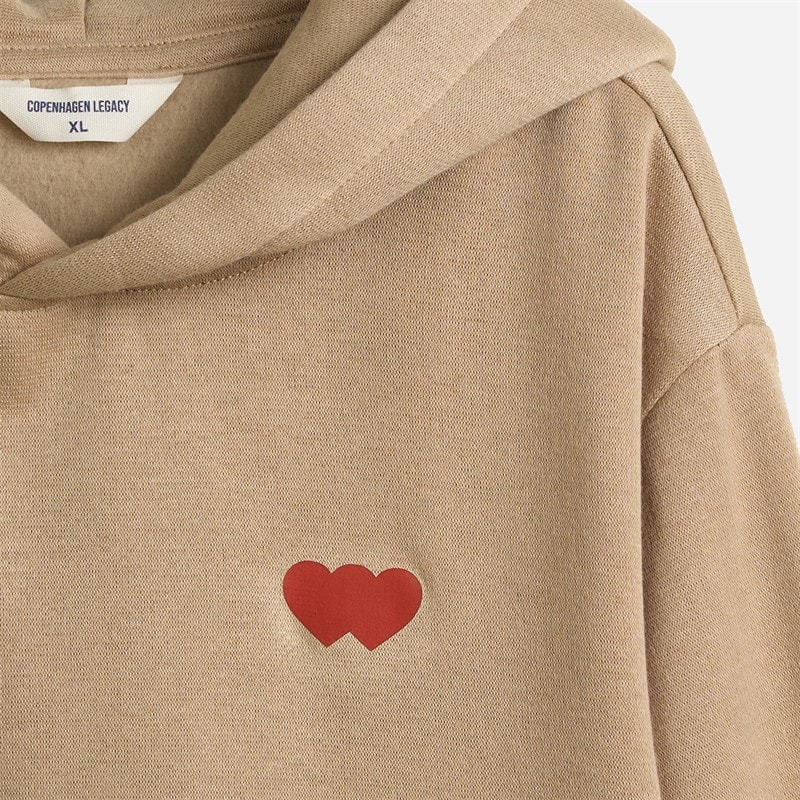 Copenhagen Legacy Herre Crew Hjerteprint Hættetrøje Khaki - Billede 3