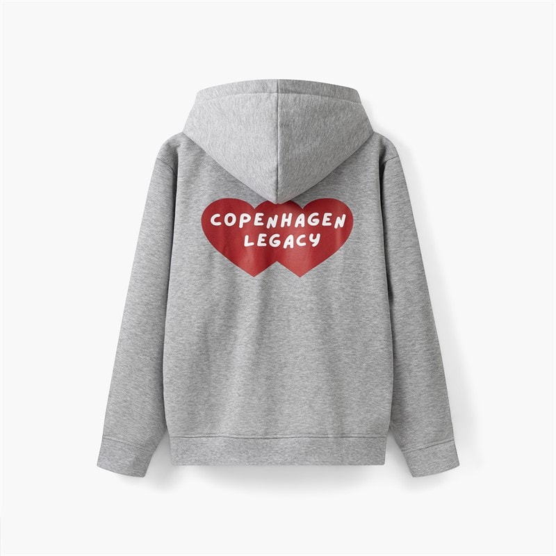 Copenhagen Legacy Herre Crew Hjerteprint Hættetrøje Grey Melange - Billede 2