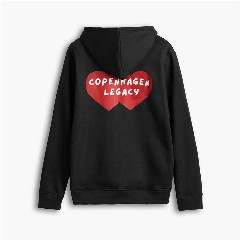 Copenhagen Legacy Herre Crew Hjerteprint Hættetrøje Sort - Billede 2
