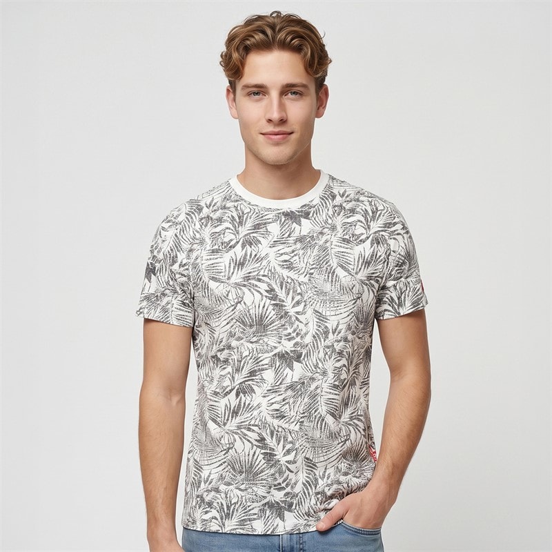 Indicode Herre Inpalme T-shirts Hvid - Billede 1