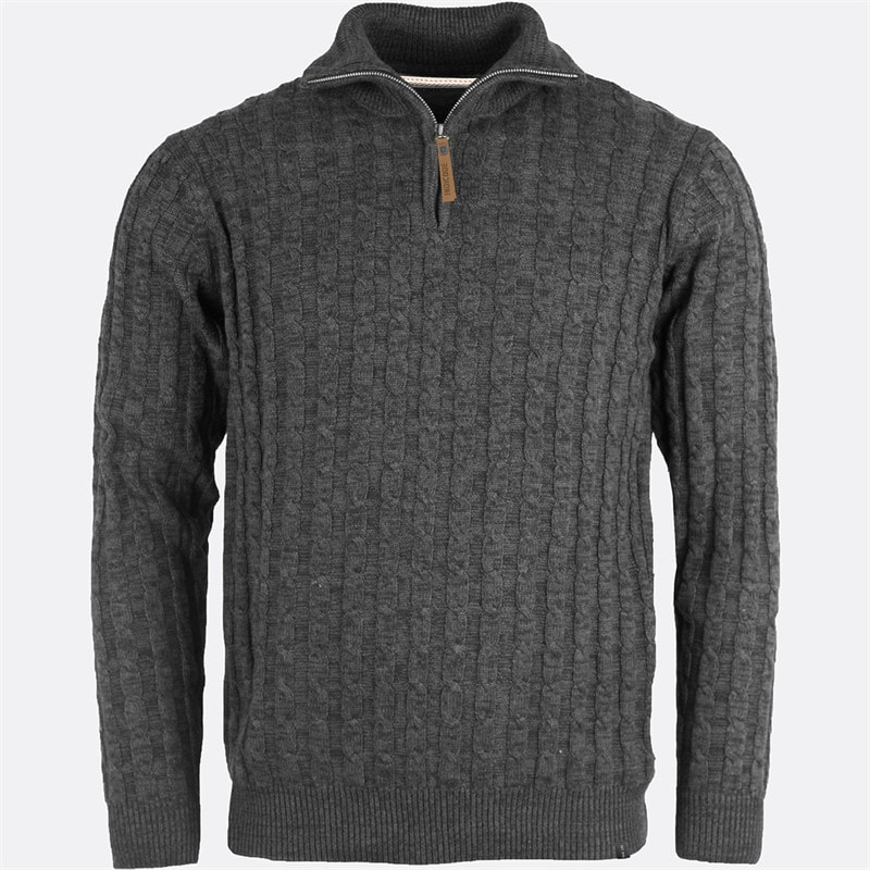 Indicode Herre Rufus Jumper Charcoal Mix - Billede 1