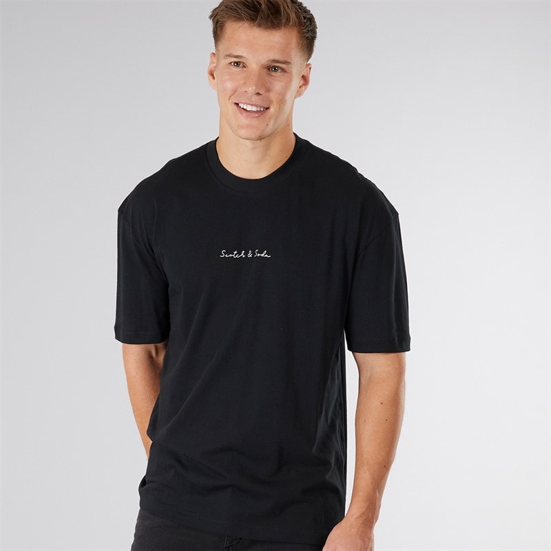 Scotch & Soda Herre Oversized Grafik T-Shirt Sort/Rød - Billede 1