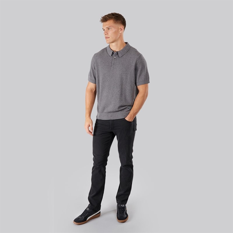 Scotch & Soda Herre Tekstur Skifte Strikket Polo Mørkegrå - Billede 4