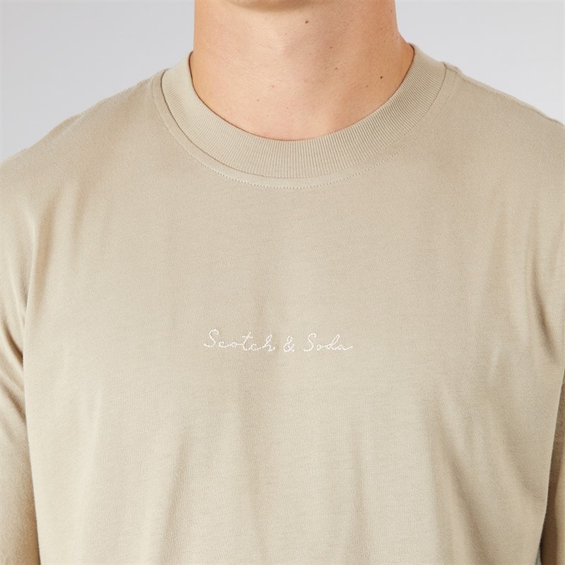 Scotch & Soda Herre Oversized Grafik T-Shirt Taupe - Billede 3