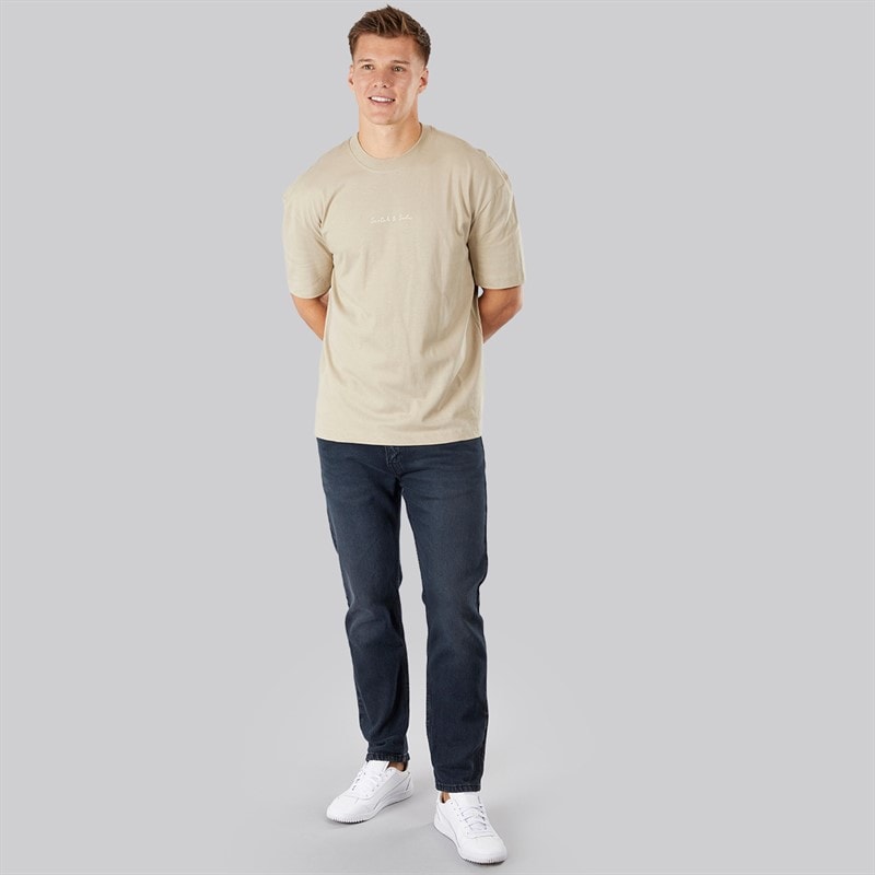 Scotch & Soda Herre Oversized Grafik T-Shirt Taupe - Billede 4