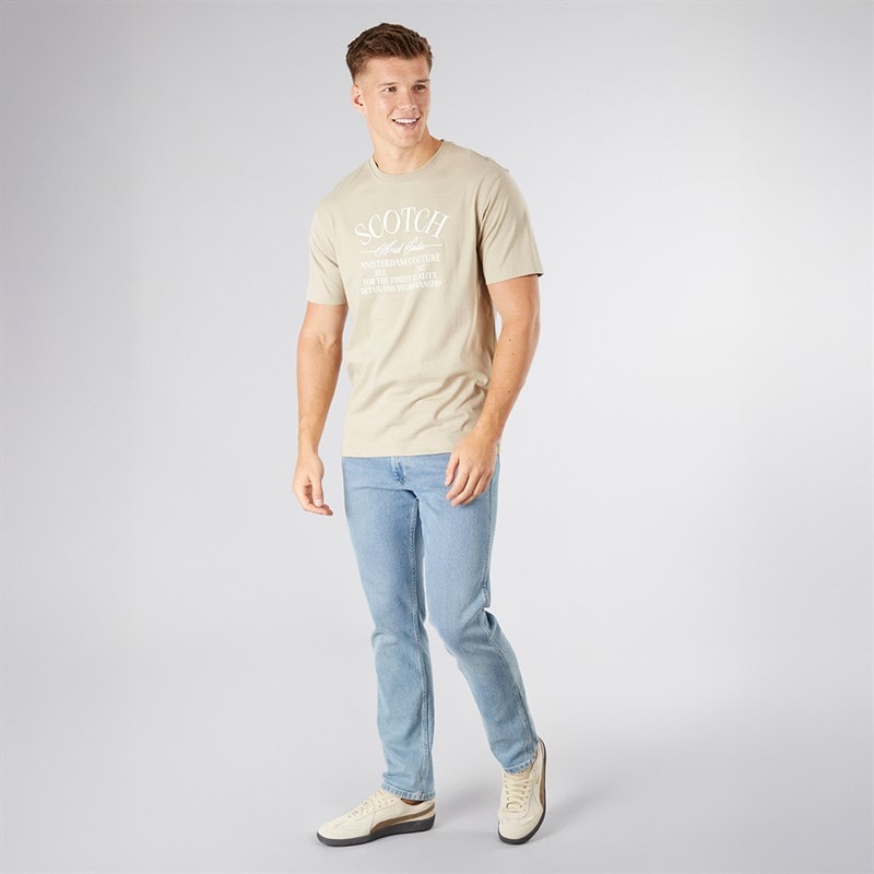 Scotch & Soda Herre Grafik T-Shirt Taupe - Billede 3