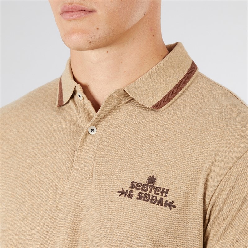 Scotch & Soda Herre Piqué Polo Taupe - Billede 3