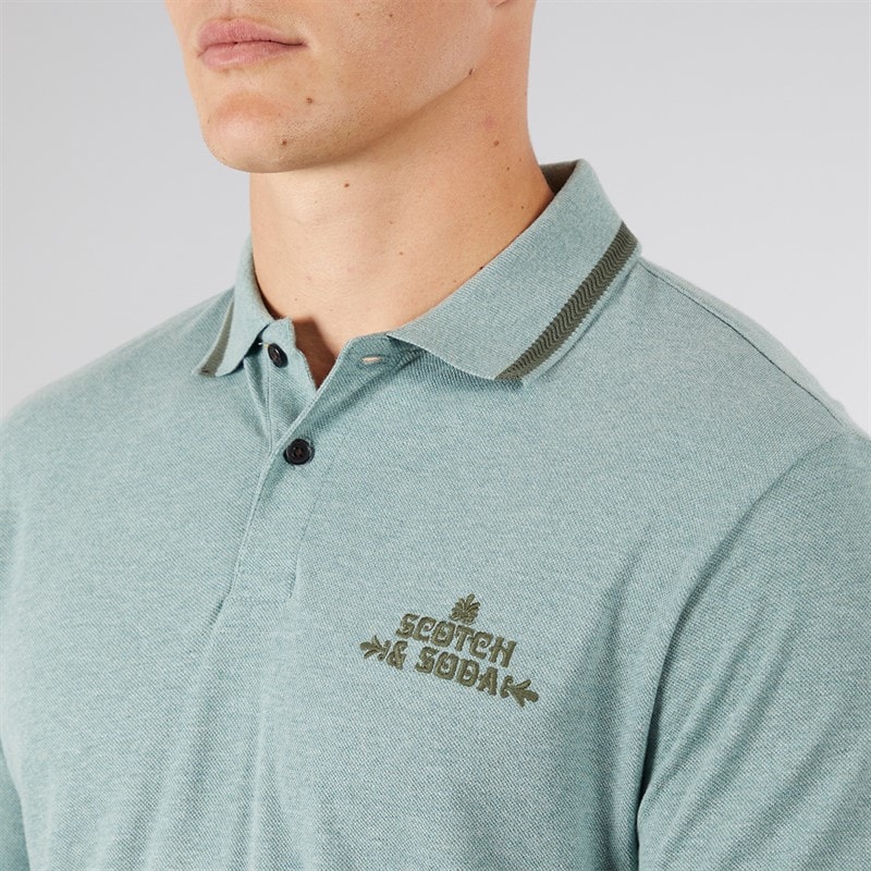 Scotch & Soda Herre Piqué Polo Oliven / Khaki - Billede 3