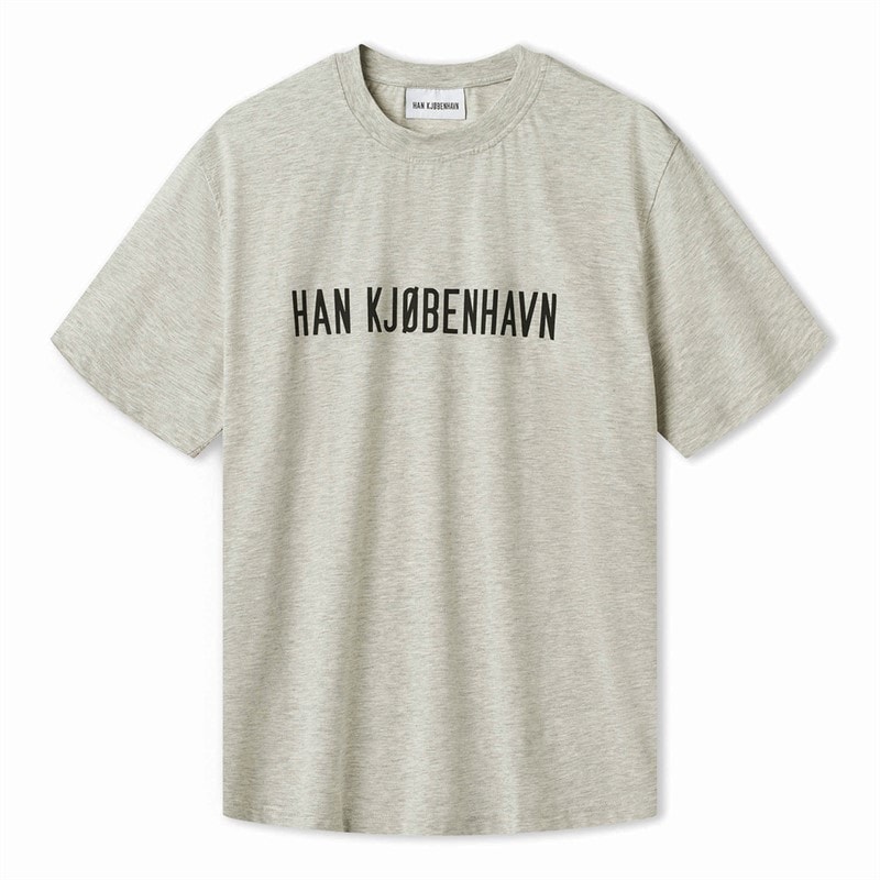 Han KJØBENHAVN Herre Logo Boxy T-shirt Grå Melange - Billede 1