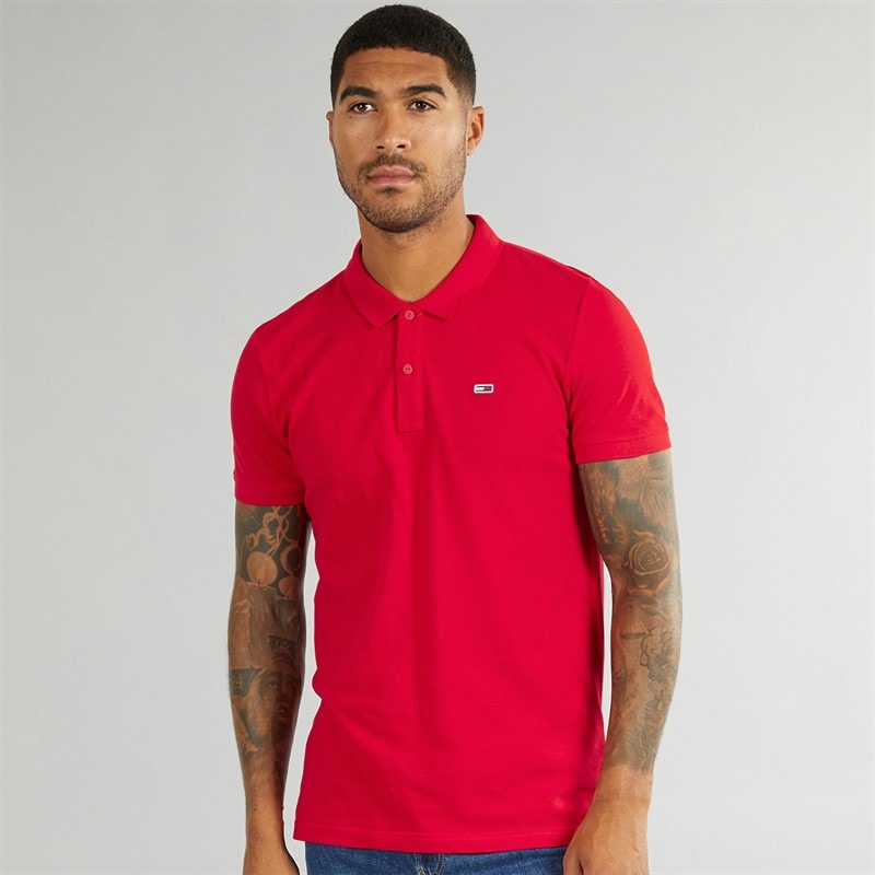 Tommy Jeans Herre Slim Stolpelukning Polo Dybrød - Billede 1