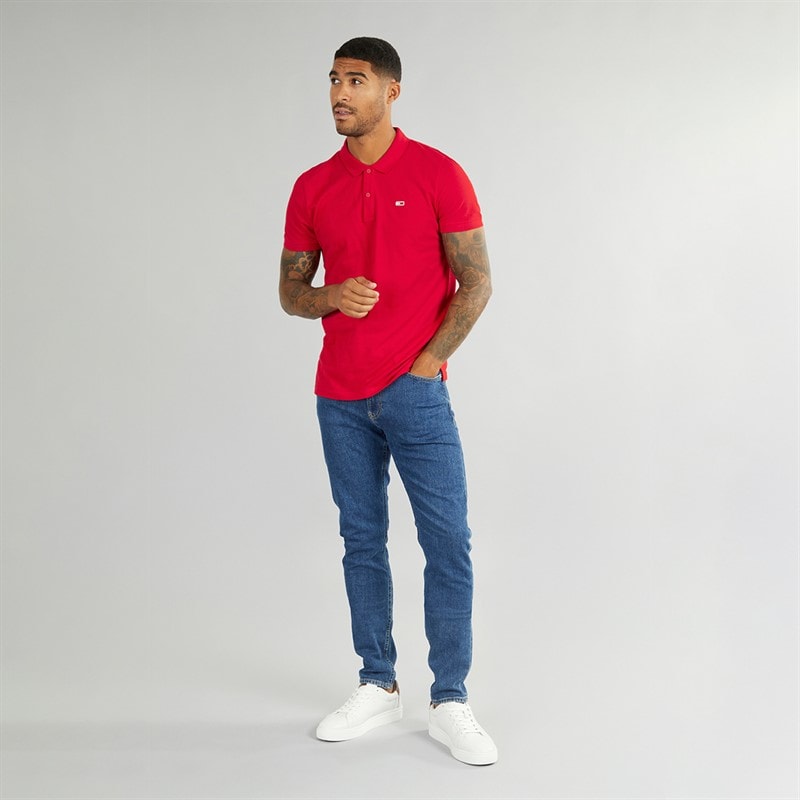 Tommy Jeans Herre Slim Stolpelukning Polo Dybrød - Billede 4