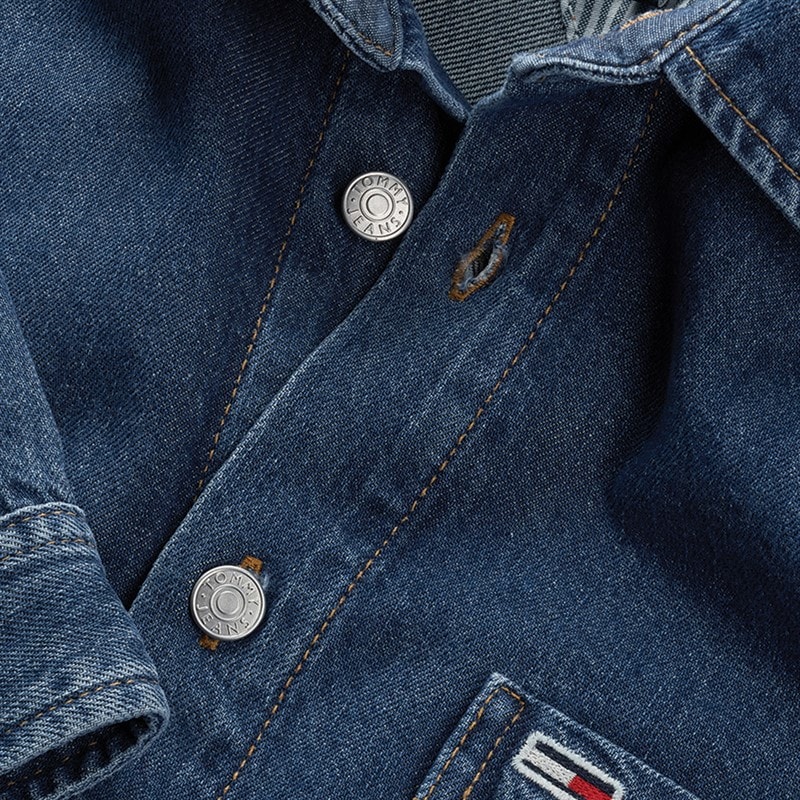 Tommy Jeans Herre Almindelig Langærmet Skjorte Denim Medium - Billede 5