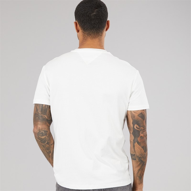 Tommy Jeans Herre Lineær Logo T-shirt Ecru/Bahama Green - Billede 2