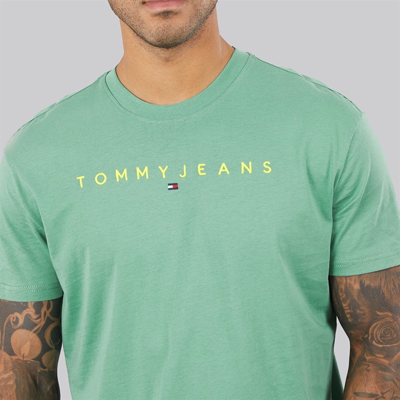 Tommy Jeans Herre Lineær Logo T-shirt Bahama Green - Billede 3