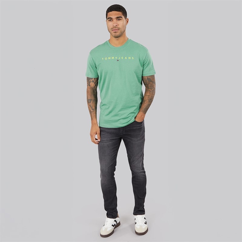 Tommy Jeans Herre Lineær Logo T-shirt Bahama Green - Billede 4