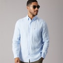Tommy Jeans Herre Linned Langærmet Skjorte Sweet Blue