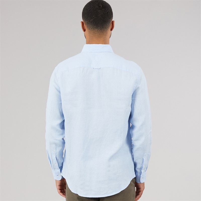 Tommy Jeans Herre Linned Langærmet Skjorte Sweet Blue - Billede 2