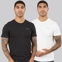 Tommy Jeans Herre to pak lineære t-shirts Ecru/Sort