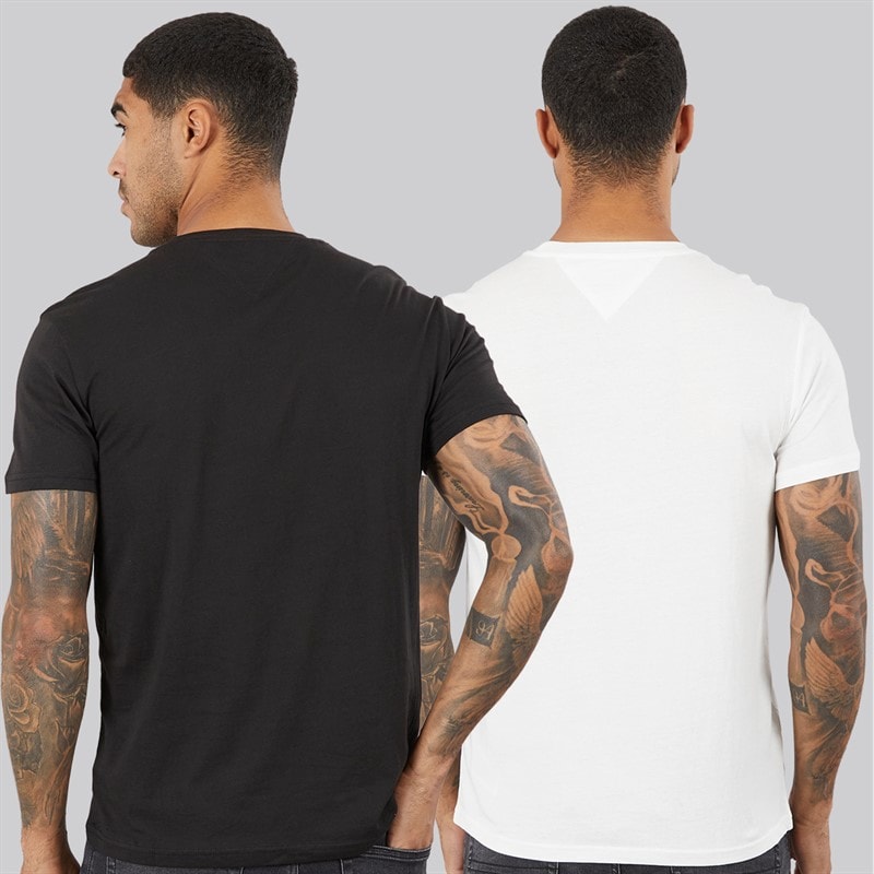 Tommy Jeans Herre to pak lineære t-shirts Ecru/Sort - Billede 2