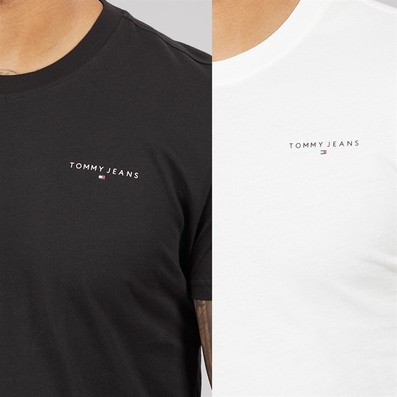 Tommy Jeans Herre to pak lineære t-shirts Ecru/Sort - Billede 3