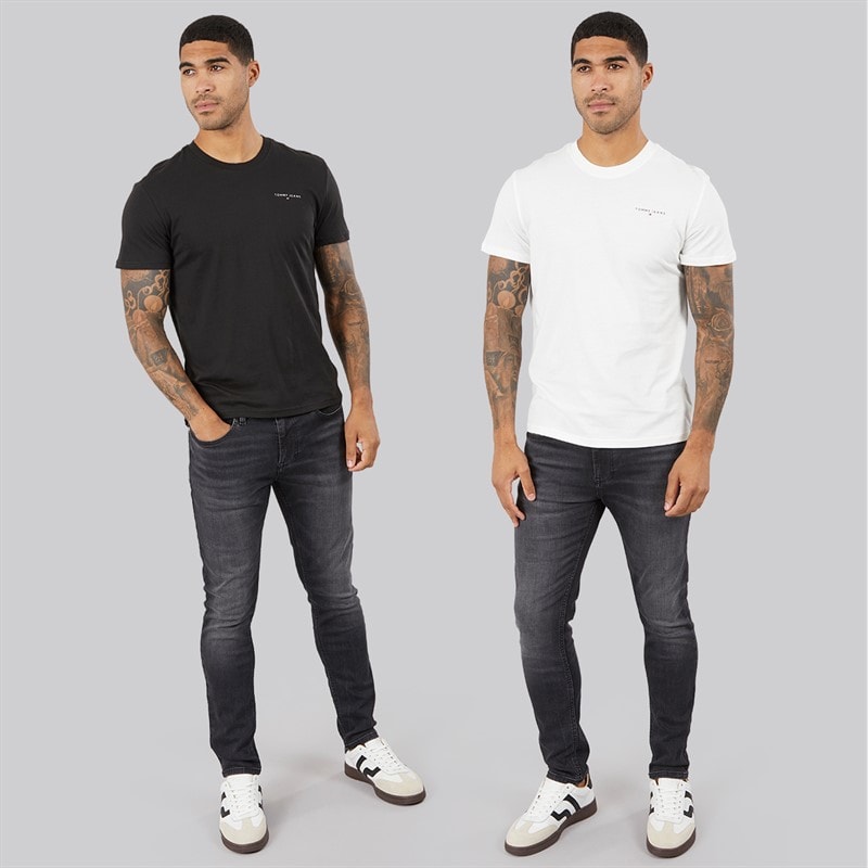 Tommy Jeans Herre to pak lineære t-shirts Ecru/Sort - Billede 4