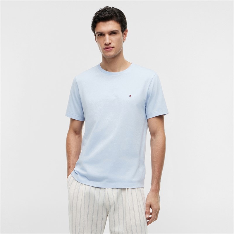 Tommy Jeans Herre Flag Broderi T-shirt Sky Blue