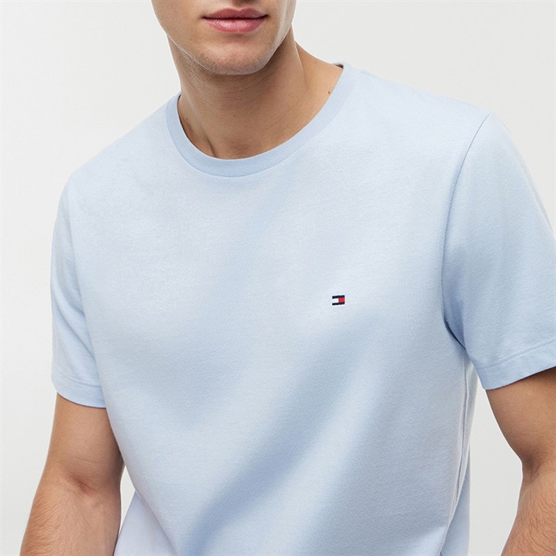 Tommy Jeans Herre Flag Broderi T-shirt Sky Blue - Billede 3