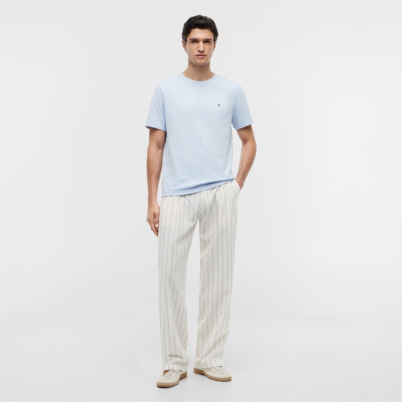 Tommy Jeans Herre Flag Broderi T-shirt Sky Blue - Billede 4
