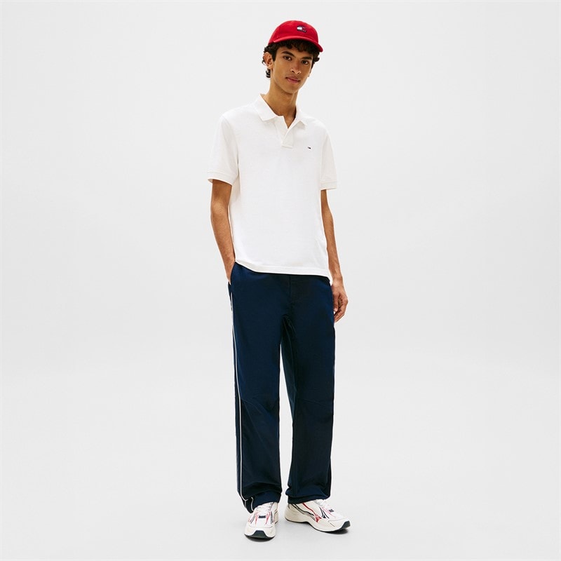 Tommy Jeans Herre Flag Regular Fit Pique Polo Shirt Hvid - Billede 2