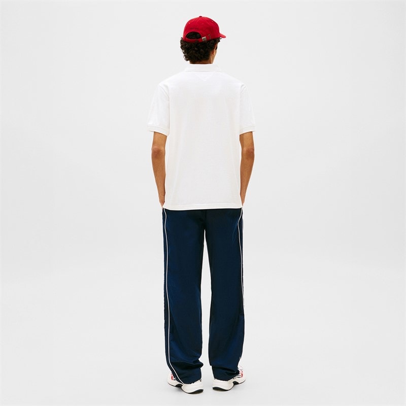Tommy Jeans Herre Flag Regular Fit Pique Polo Shirt Hvid - Billede 3
