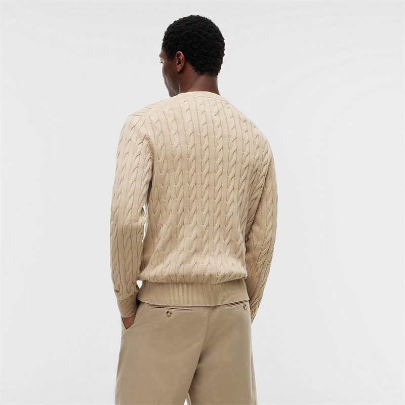 Tommy Jeans Herre Flag Broderi Kabelstrik Sweater Sandalwood - Billede 2