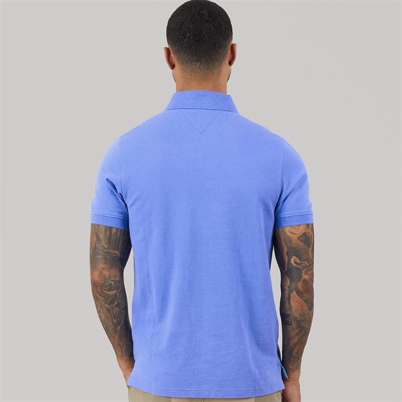 Tommy Jeans Herre Flag Regular Fit Pique Poloshirt Blue Twilight - Billede 2