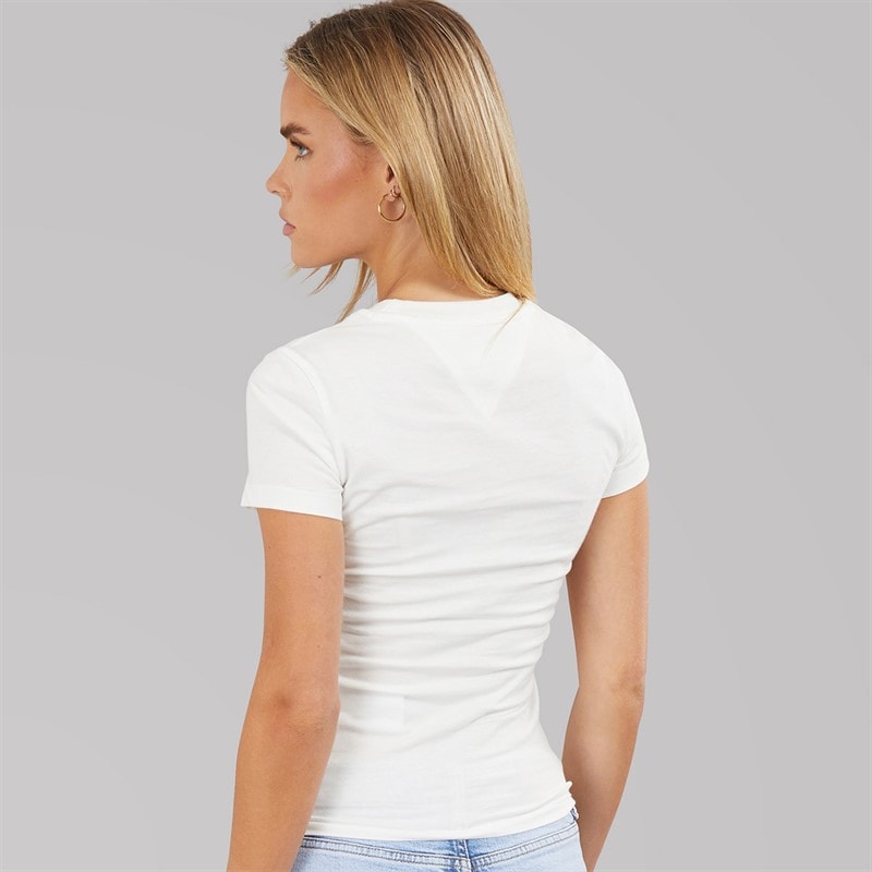 Tommy Jeans Dame Wavy Flag T Shirt Ecru - Billede 2