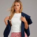 Tommy Jeans Dame Lineær T-shirt Ecru