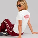 Tommy Jeans Dame Wavy Flag T Shirt Ecru
