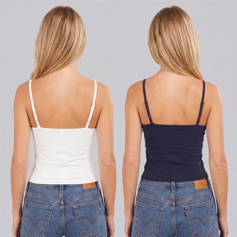 Tommy Jeans Dame to pak essentielle undertrøjer Ecru/Dark Night Navy - Billede 2