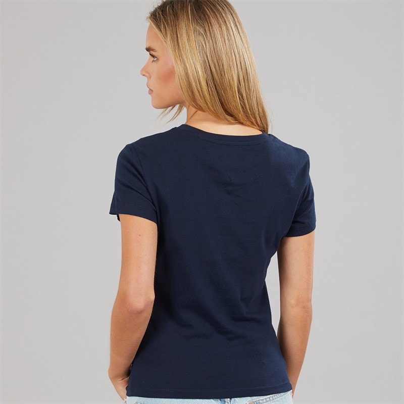 Tommy Jeans Dame Linear T-shirt Dark Night Navy 1 - Billede 2