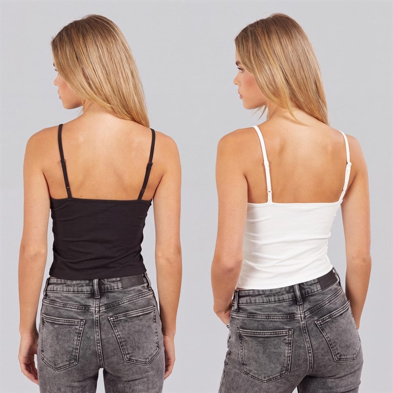 Tommy Jeans Dame to pak essentielle undertrøjer Ecru/Sort - Billede 2