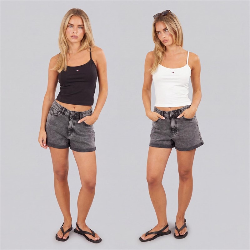 Tommy Jeans Dame to pak essentielle undertrøjer Ecru/Sort - Billede 3