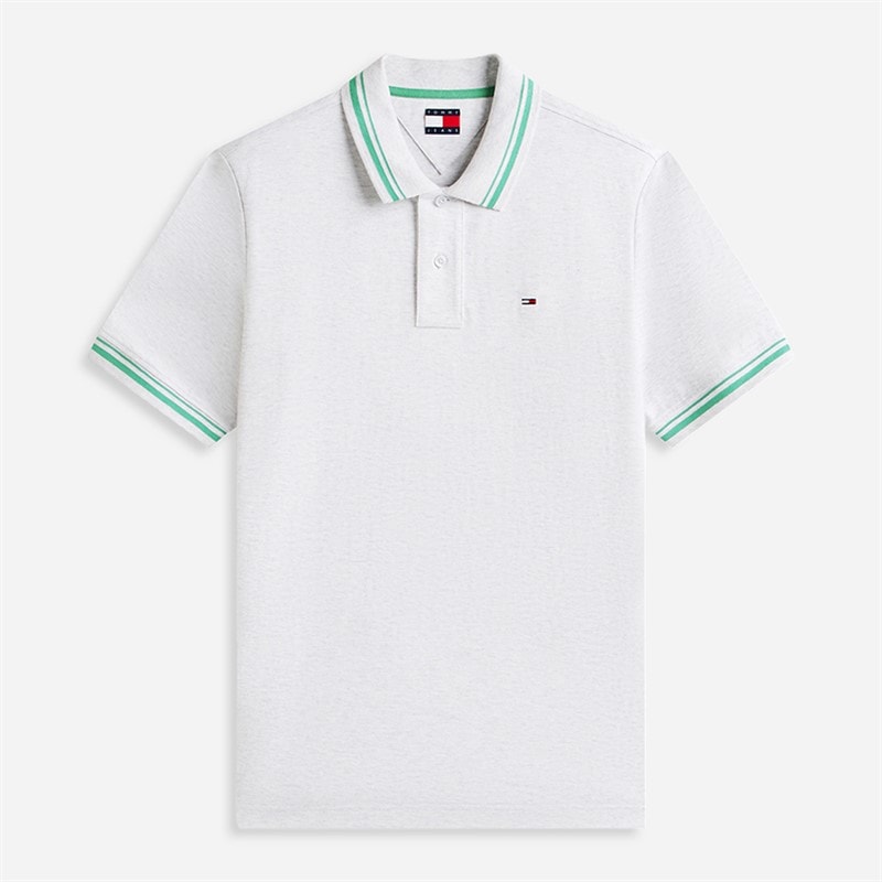 Tommy Jeans Herre Polo Shirt med striber Ice Grey Heather - Billede 5