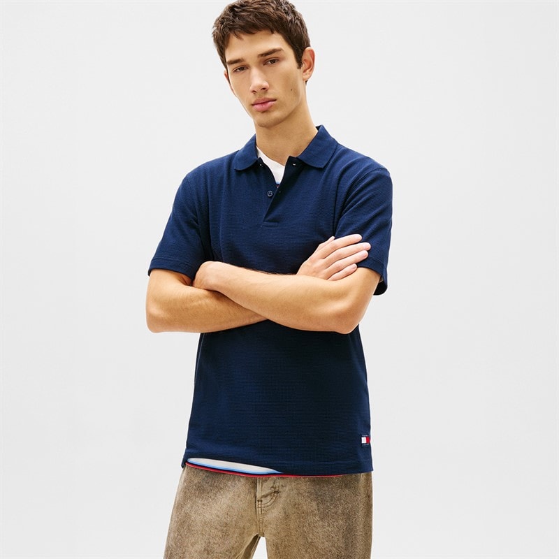 Tommy Jeans Herre Reg Waffle Poloskjorte Dark Night Navy