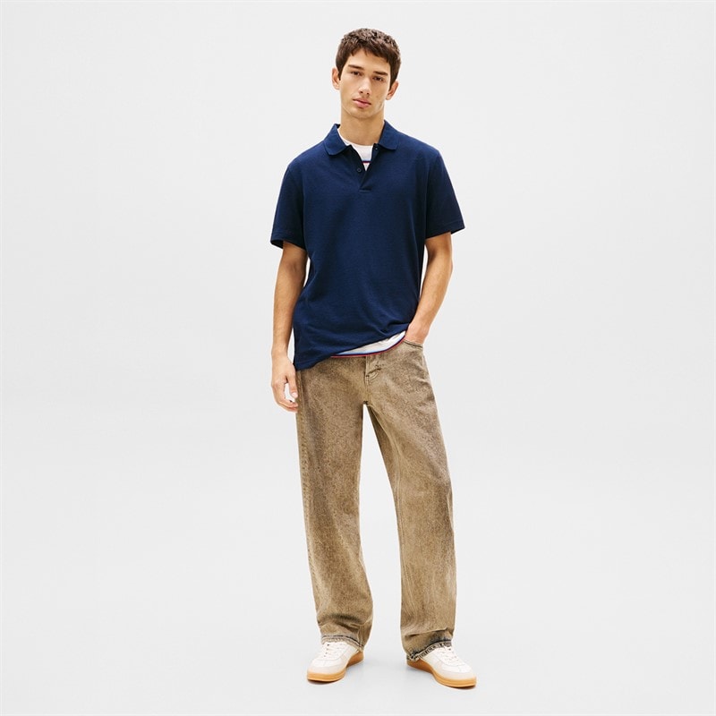 Tommy Jeans Herre Reg Waffle Poloskjorte Dark Night Navy - Billede 2