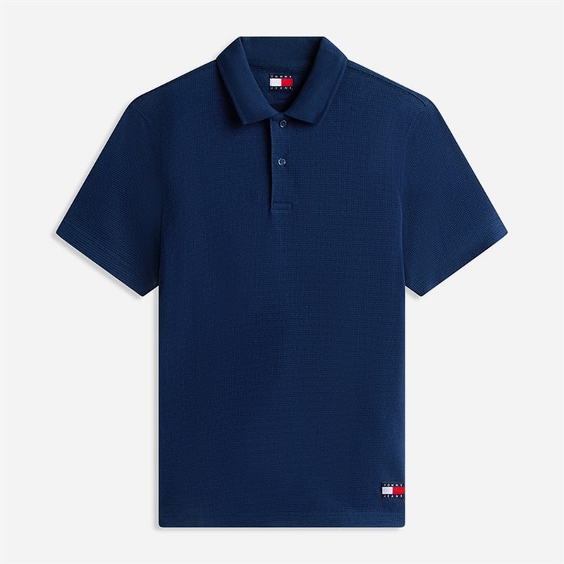 Tommy Jeans Herre Reg Waffle Poloskjorte Dark Night Navy - Billede 5