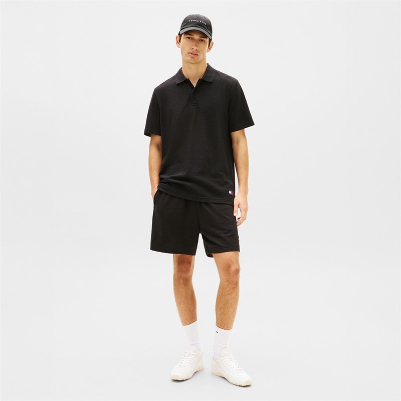 Tommy Jeans Herre Reg Waffle Poloskjorte Sort - Billede 2