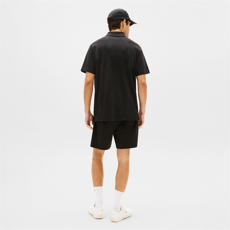 Tommy Jeans Herre Reg Waffle Poloskjorte Sort - Billede 3
