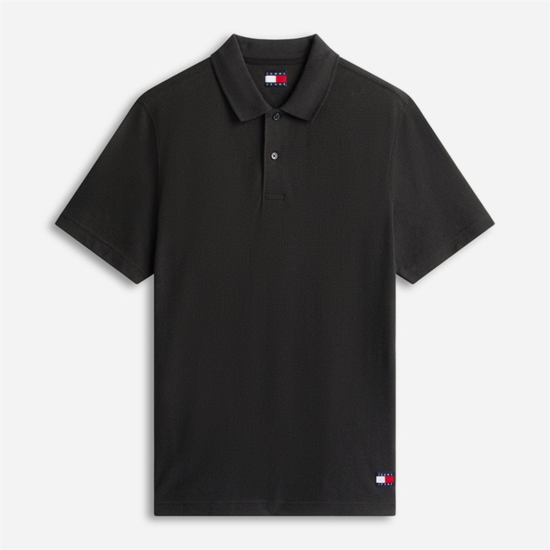 Tommy Jeans Herre Reg Waffle Poloskjorte Sort - Billede 5