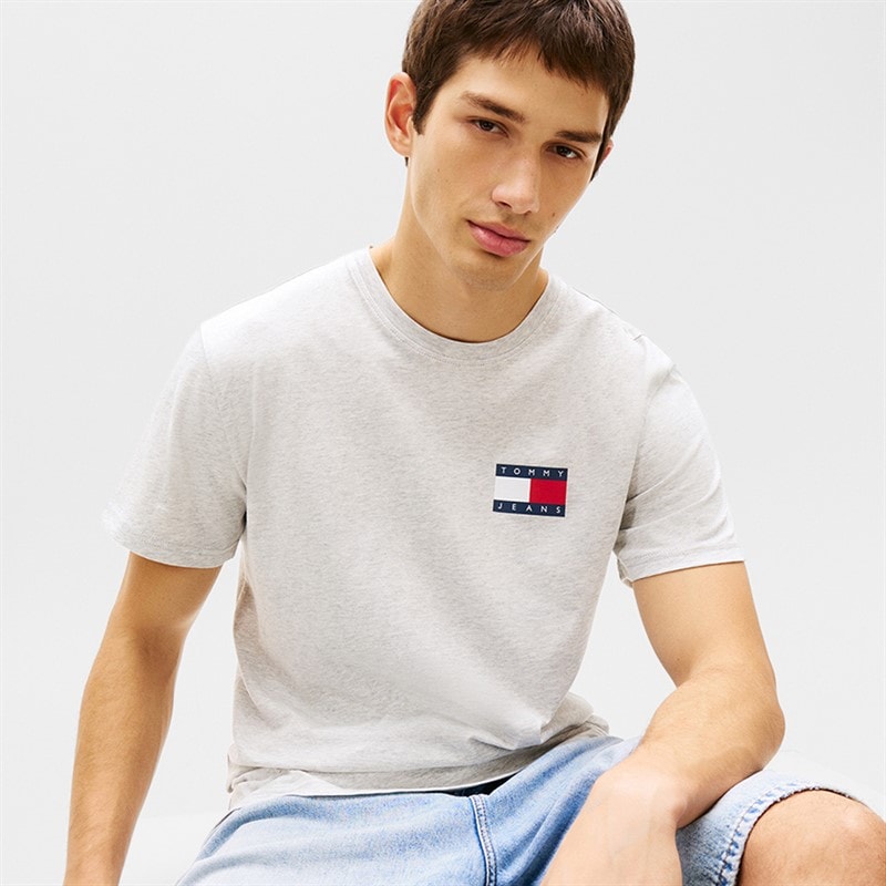 Tommy Jeans Herre Slim Essential T-shirt Ice Grey Heather - Billede 4
