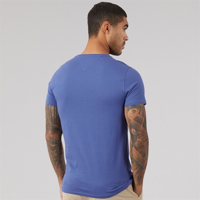 Tommy Jeans Herre Slim Fit T Shirt Blå Storm - Billede 2