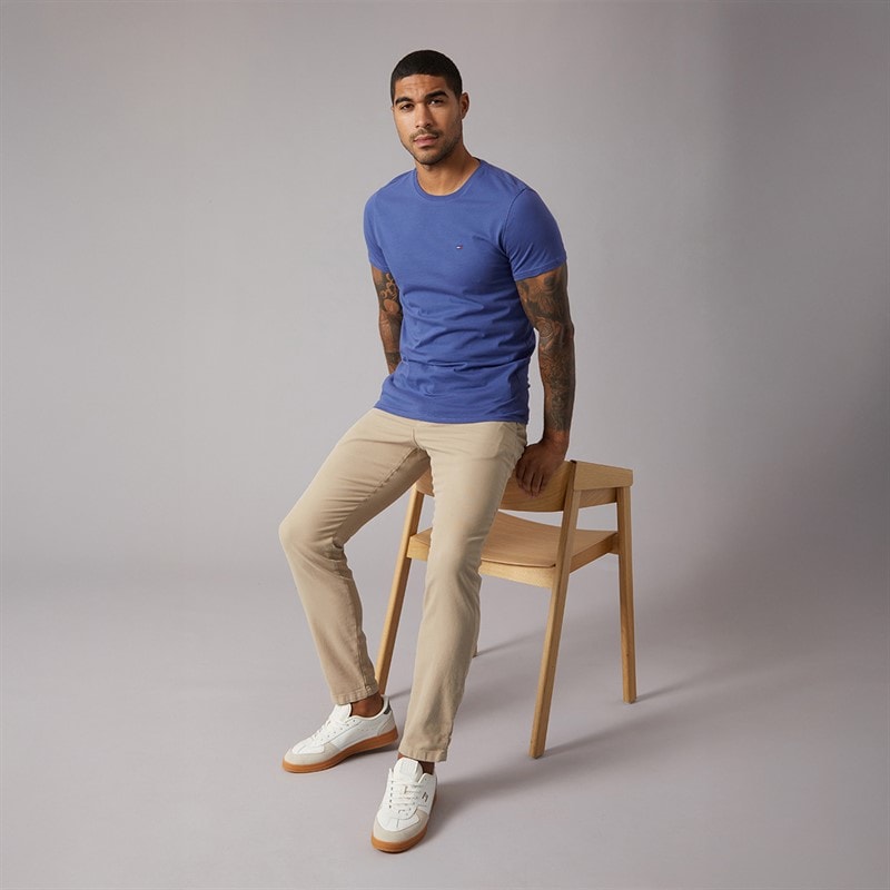 Tommy Jeans Herre Slim Fit T Shirt Blå Storm - Billede 4