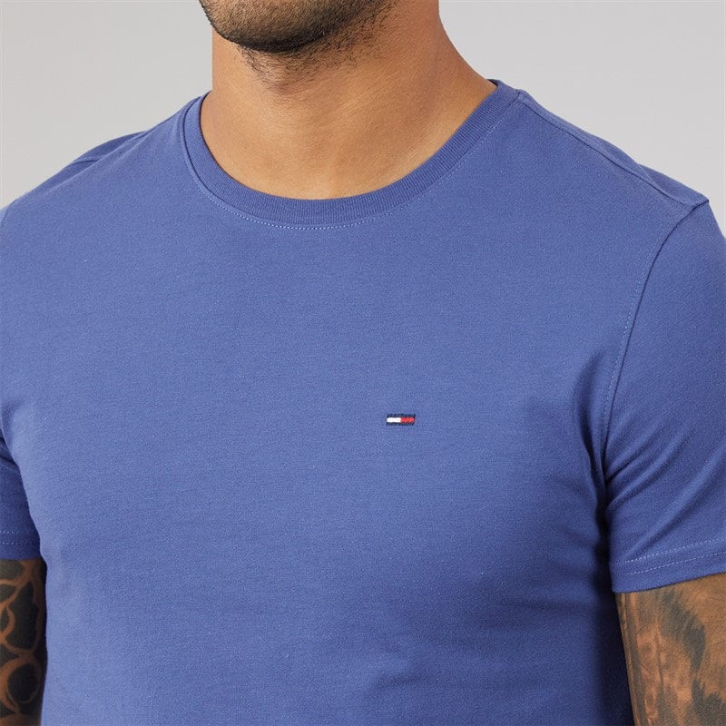 Tommy Jeans Herre Slim Fit T Shirt Blå Storm - Billede 5